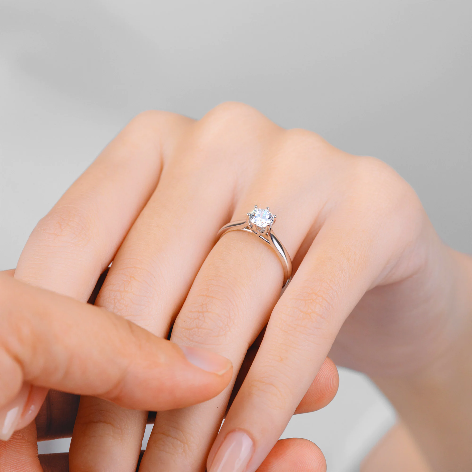 Six Prongs Trellis Engagement Ring with Shiny Band NCH1407 6